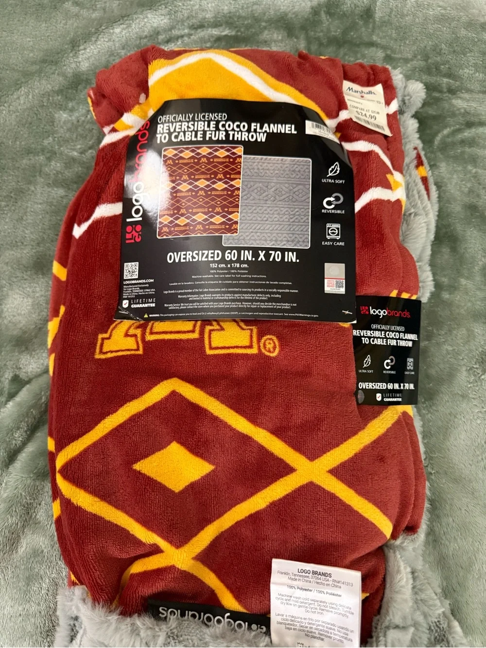 Logo Brands Minnesota Golden Gophers Super Soft Oversized Plush 60” X 70” Throw